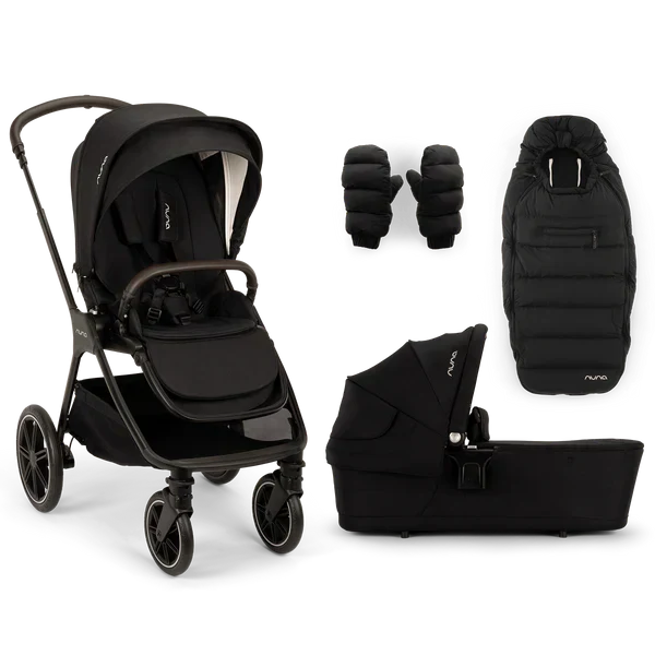 Nuna TRIV lx Stroller with Carrycot, Footmuff & Gloves - Caviar